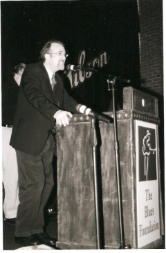 The author addressing The Blues Foundation.