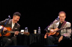 Lovett and Hiatt having fun on stage