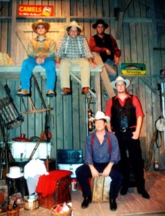 The Buskers on the set of Smoke on the Mountain.